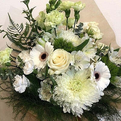 County Hand Tied Bouquet - Green+Whites